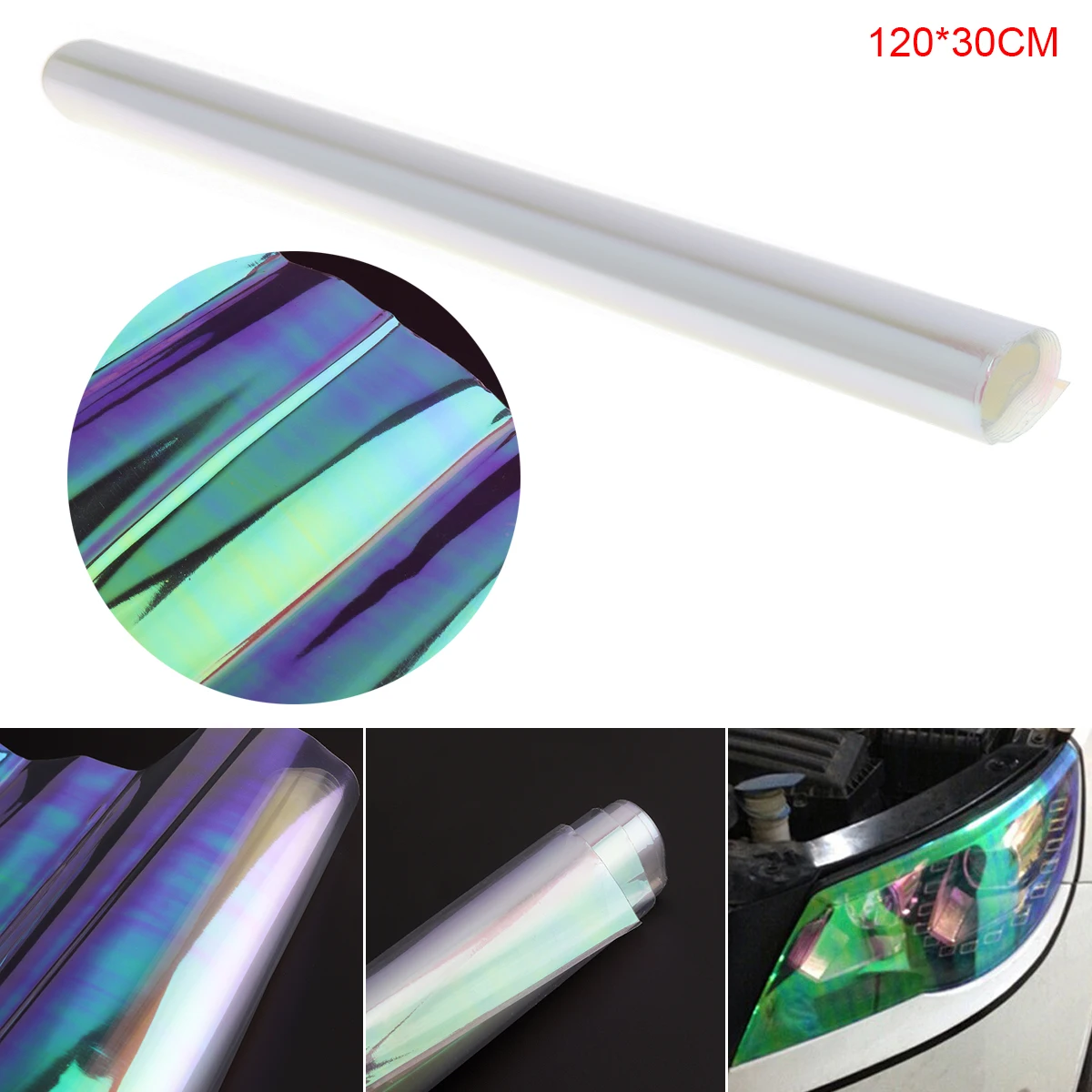 

120 x 30 CM PVC Transparent Car Headlamp Taillight Fog Lamp Color Changing Film Sticker for Car Motorcycle Electronic Products