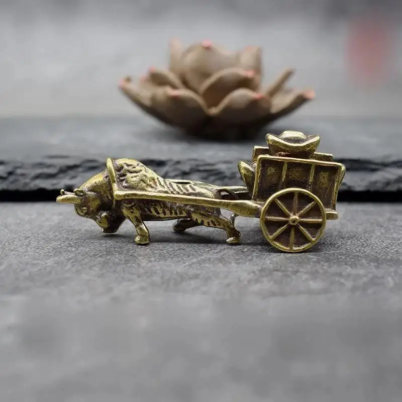 2025 Retro Ornament Pull Vehicle Chinese Folk Feng Shui Crafts Figurines Pure Copper Home Decoration Accessories Bring Good Luck