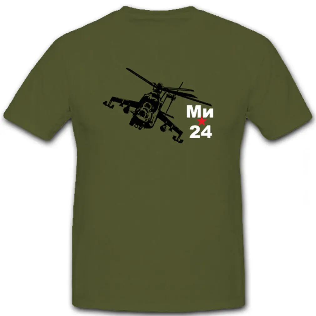 Mi-24 Hind Attack and Transport Helicopter T Shirt. 100% Cotton Short Sleeve O-Neck Casual T-shirts Loose Top New Size S-3XL