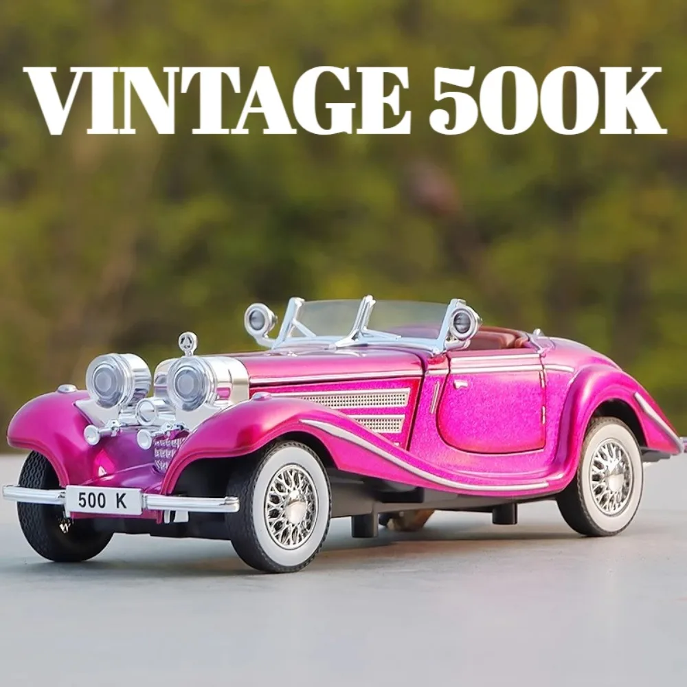 1:32 500k 300sl modelo de carro vintage brinquedo absorção de choque liga diecast modelos de veículos som luz puxar para trás coleção crianças presentes