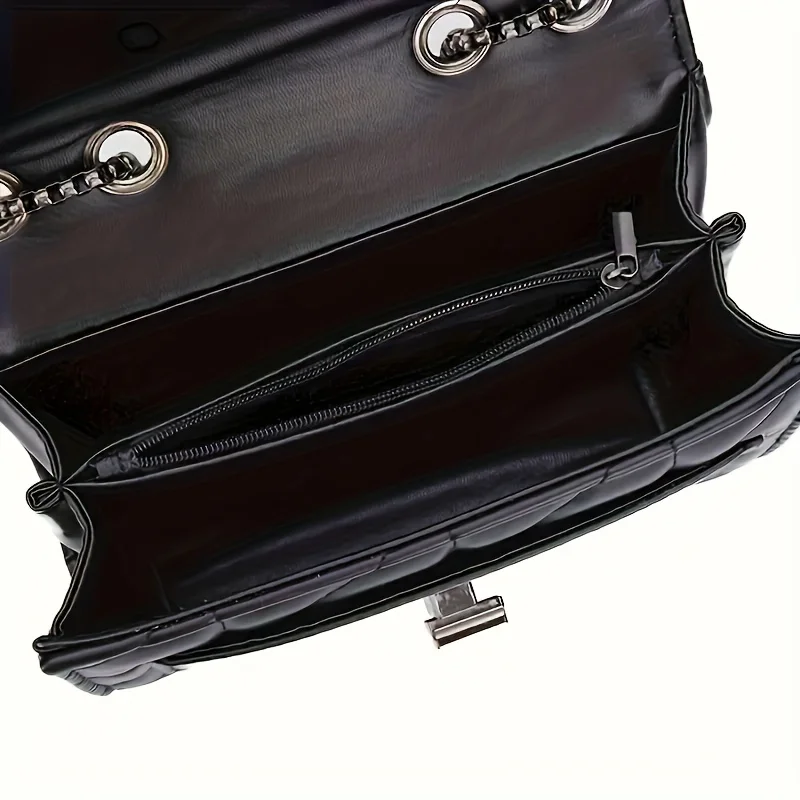 

Элегантная черная мини-сумка через плечо в клетку тартан, регулируемый плечевой ремень, застежка с поворотным замком, женская сумка из искусственной кожи на подкладке из ПВХ