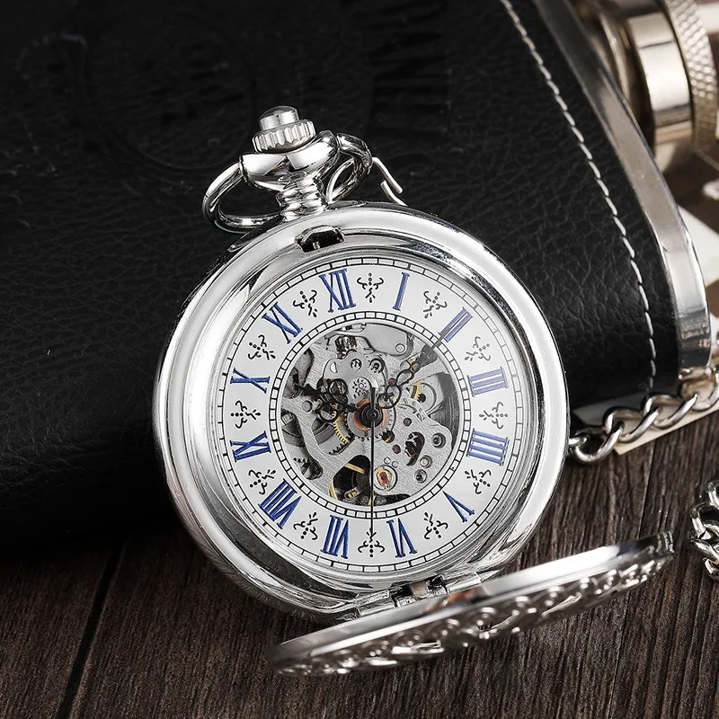 Classic carved Roman hollow automatic mechanical pocket watch flip vintage men's and women's antique gift watches