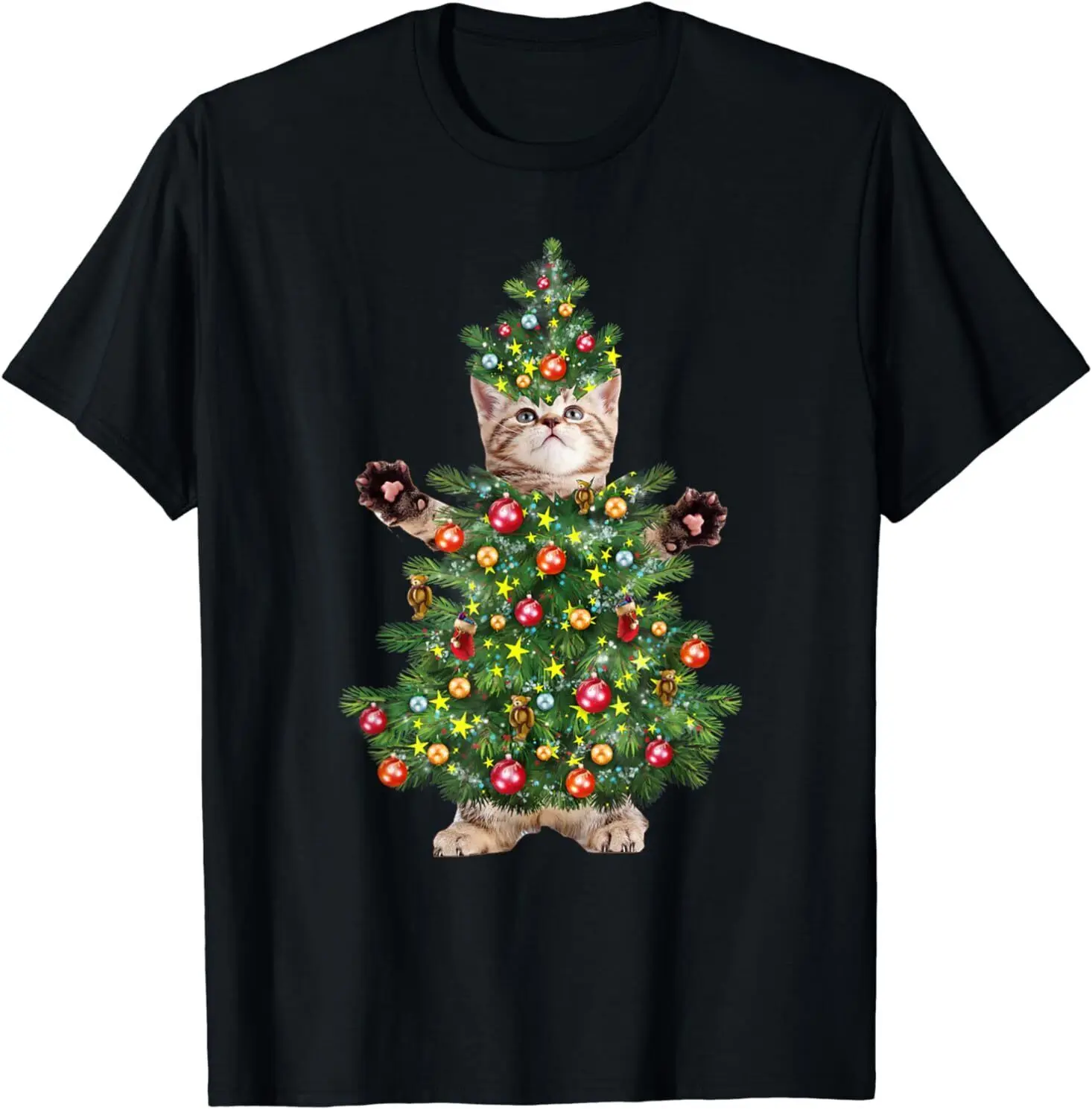 

NEW LIMITED Funny Cat Christmas Tree Xmas Gifts Idea Premium Tee T-Shirt S-3XL