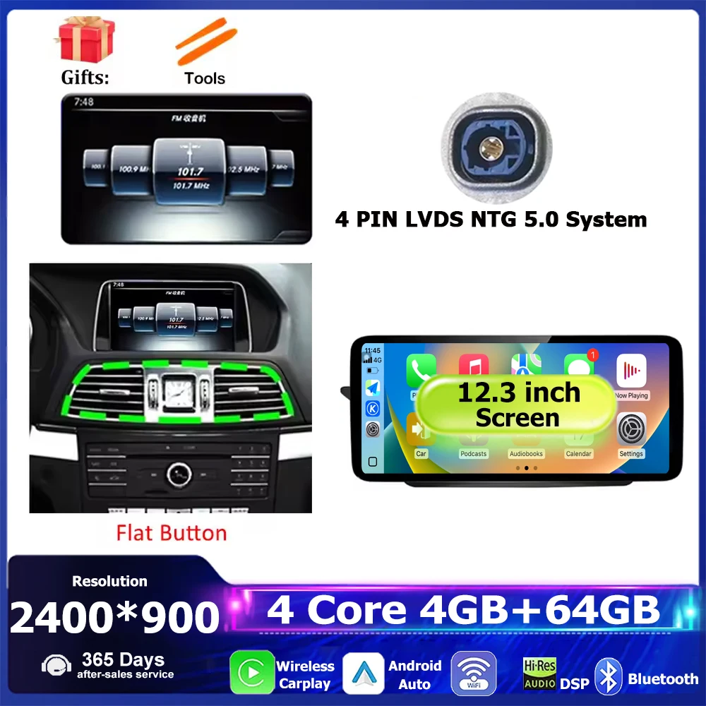 Android 16 Voor Mercedes Benz E Klasse C207 W207 A207 2009-2016 Autoradio Multimedia Stereo GPS 4G Draadloze CarplayPlayer WiFi