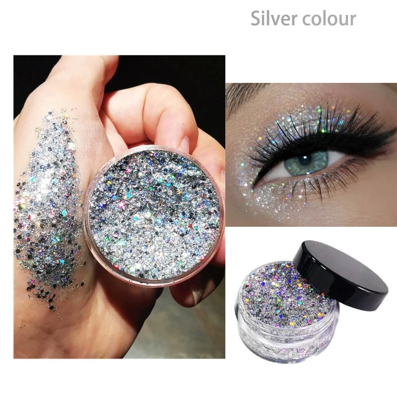 جل لامع لامع، جل لامع بالترتر مع فرشاة، مكياج لامع يدوم طويلاً لظلال العيون وشعر الجسم والوجه وتزيين المكياج #5