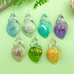 5/7pcs 19*39mm Luminous Conch Design Charms Acrylic Marine Life Pendants for DIY Bracelet Necklace Jewelry Making Accessories