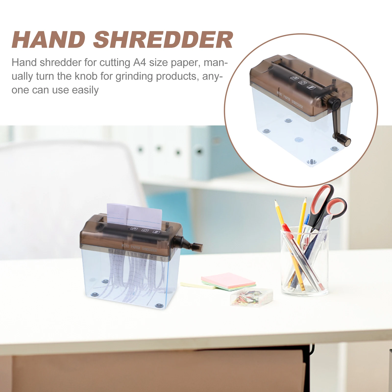 

Hand Crank Paper Shredder Mini Office Home Clean Documents Small Size Manual Shredding Machine A4