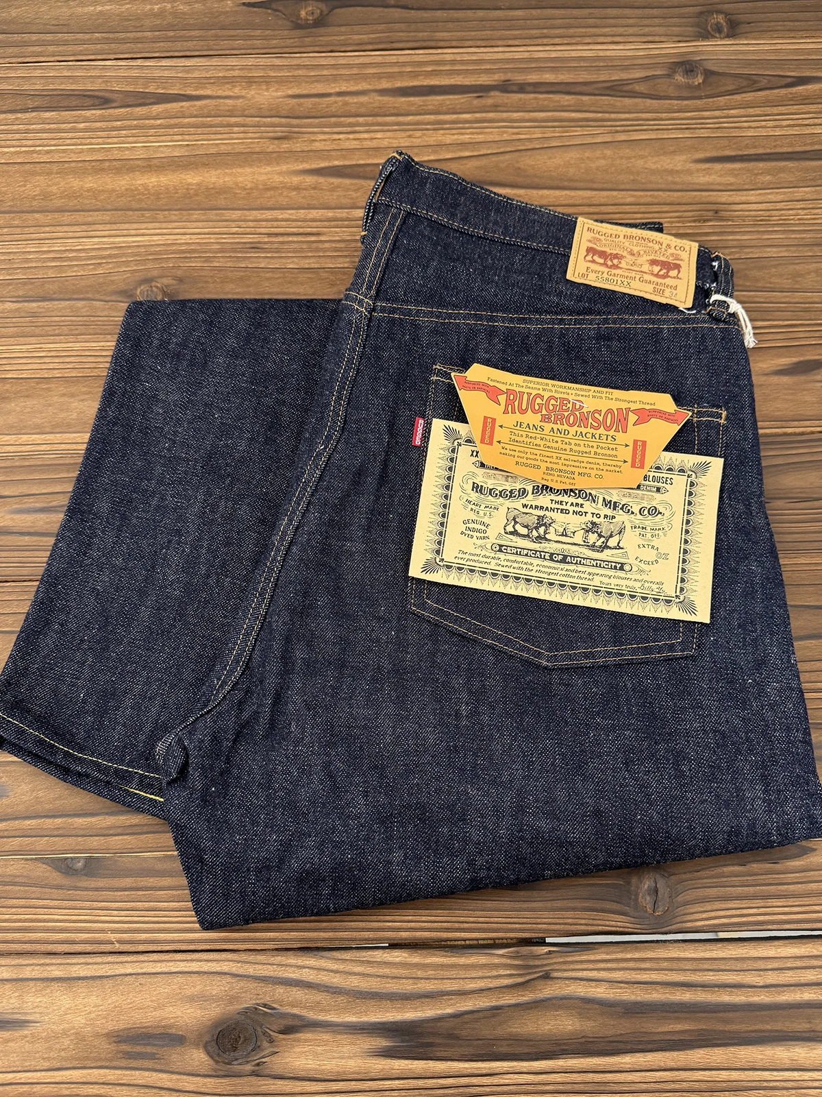 مجموعة برونسون متينة 55801XX جينز خام Selvedge من قماش الدنيم النيلي مريح ومقاس مستقيم #1