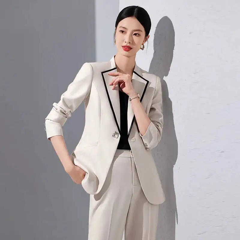 

High Quality Fabric Formal Pantsuits Professional Office Work Wear Business Blazers Ladies Career Interview Trousers Set