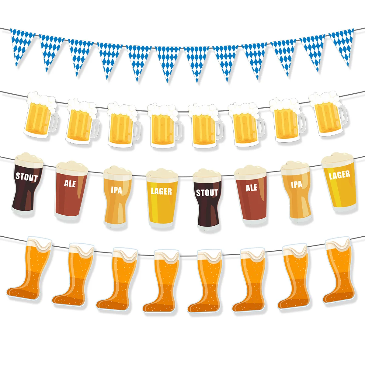 Oktoberfest Theme Party Banner Spiral Hanger Cake Topper for Adult Birthday Oktoberfest Holiday Beer Party Background Decoration