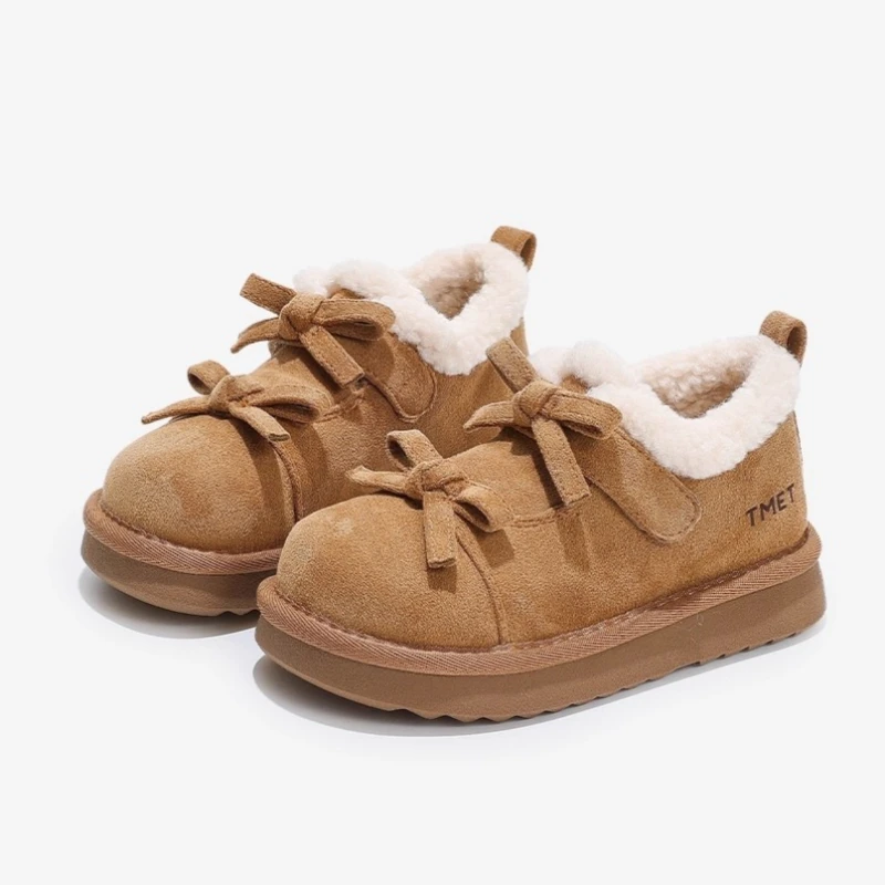 

Children's Causal Shoes Winter Bowknot Simple Girls Cotton Shoes Fashion Sweet Princess Outdoor Kids Platform Plush Shoes Warm