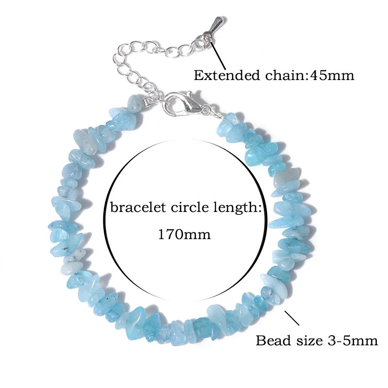 Fine Natural Stone Bracelet Irregular Amethysts Aquamarine Gravel Quartz Bracelets Crystal Chip Beads Bracelet Women Men Jewelry