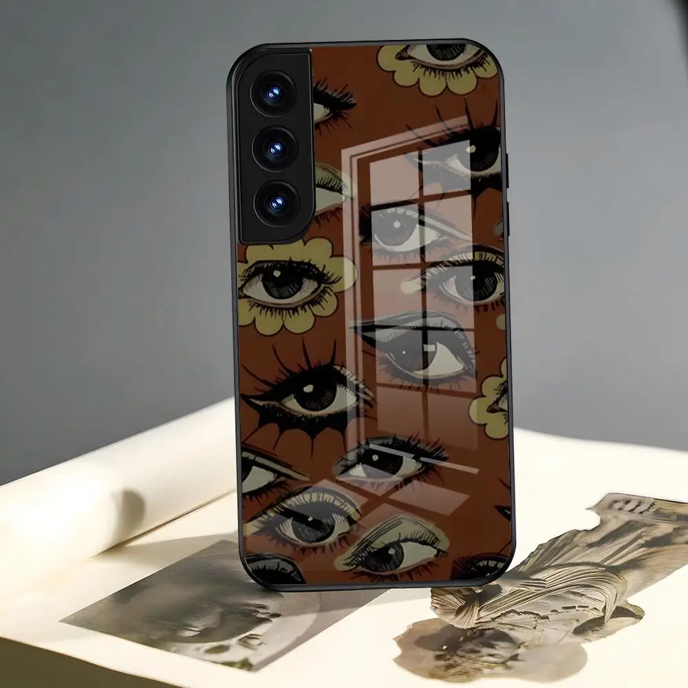 

Чехол для телефона с иллюстрацией глаз для Xiaomi Redmi 13 12 13c 12c Note 13 Pro Plus 11 12 10 12s 9t 11s, роскошная задняя крышка из закаленного стекла