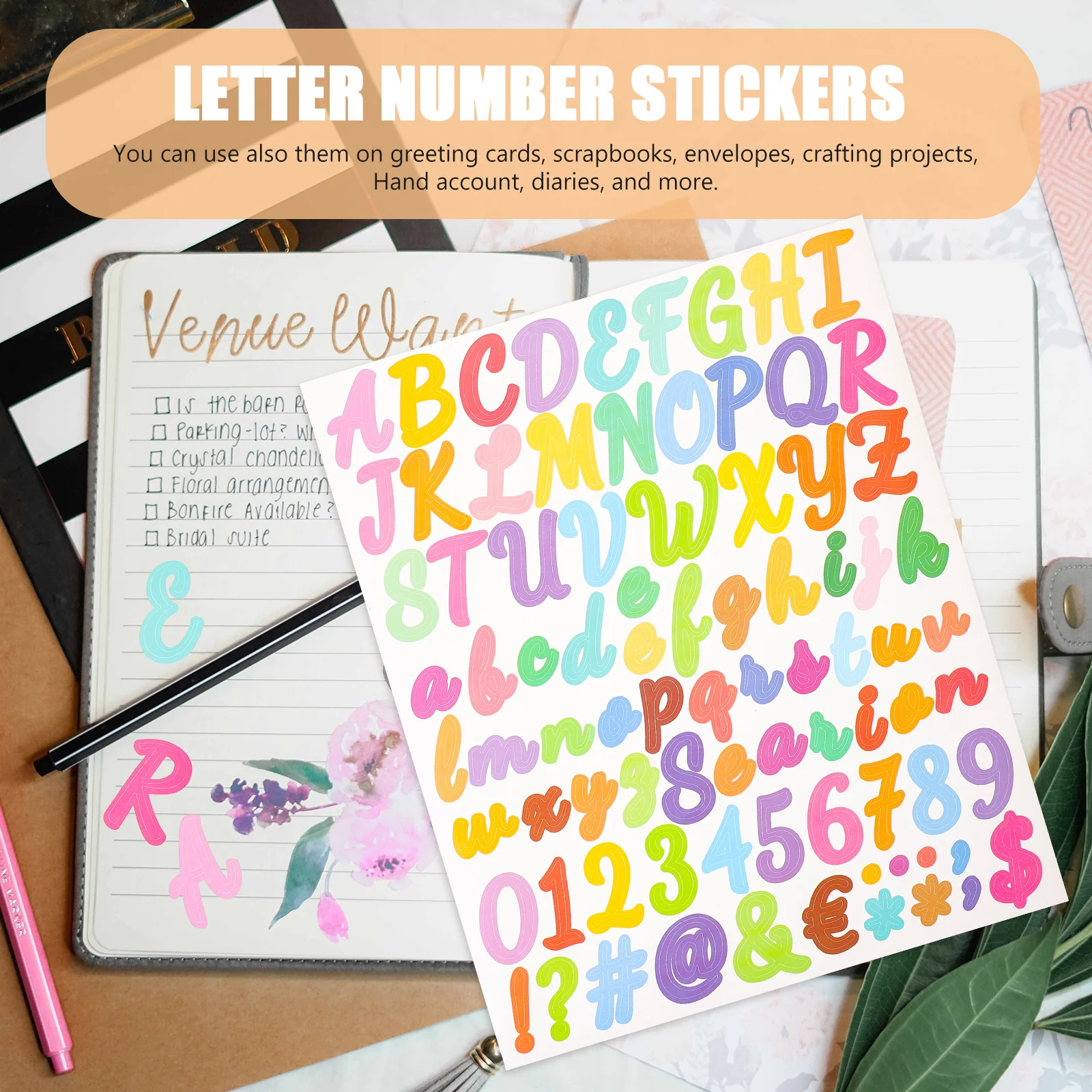 

5Pcs Alphabet and Number Stickers Reflective Decorative Letters Numbers for Greeting Cards Journals Letter and Number Stickers