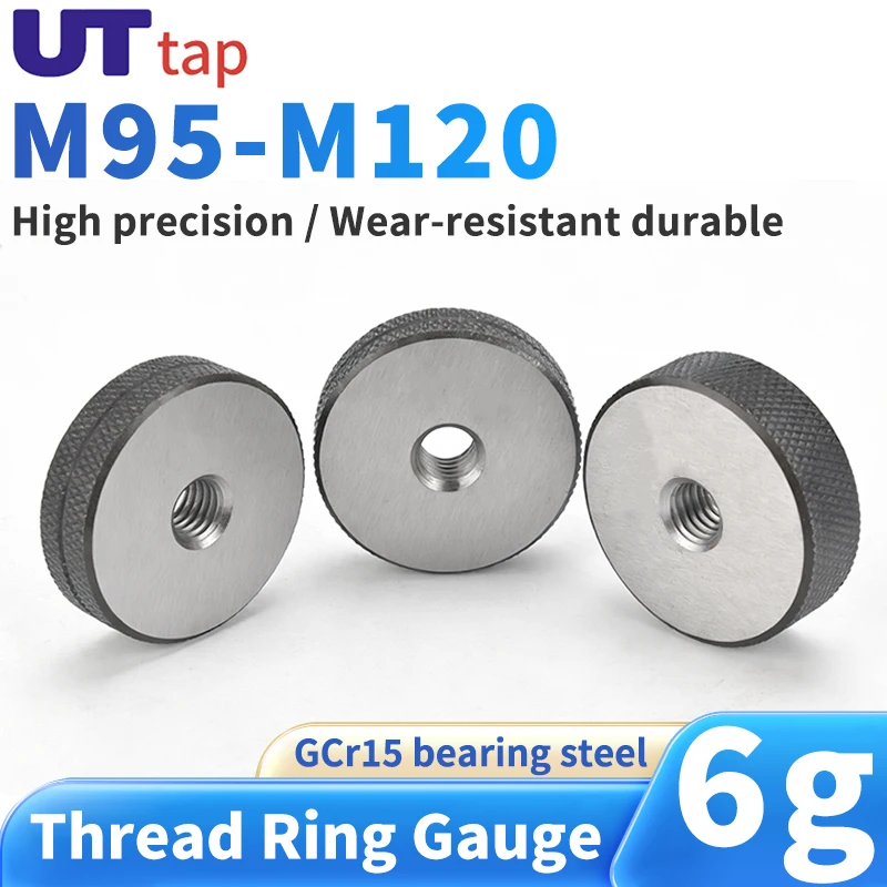 

Набор из 6 калибровочных колец для метрической резьбы M95-M120 (6 шт.): калибры-пробки и контрольные калибры для внешней резьбы, высокая точность, FineX6.0/4.0/3.0/2.0/1.5