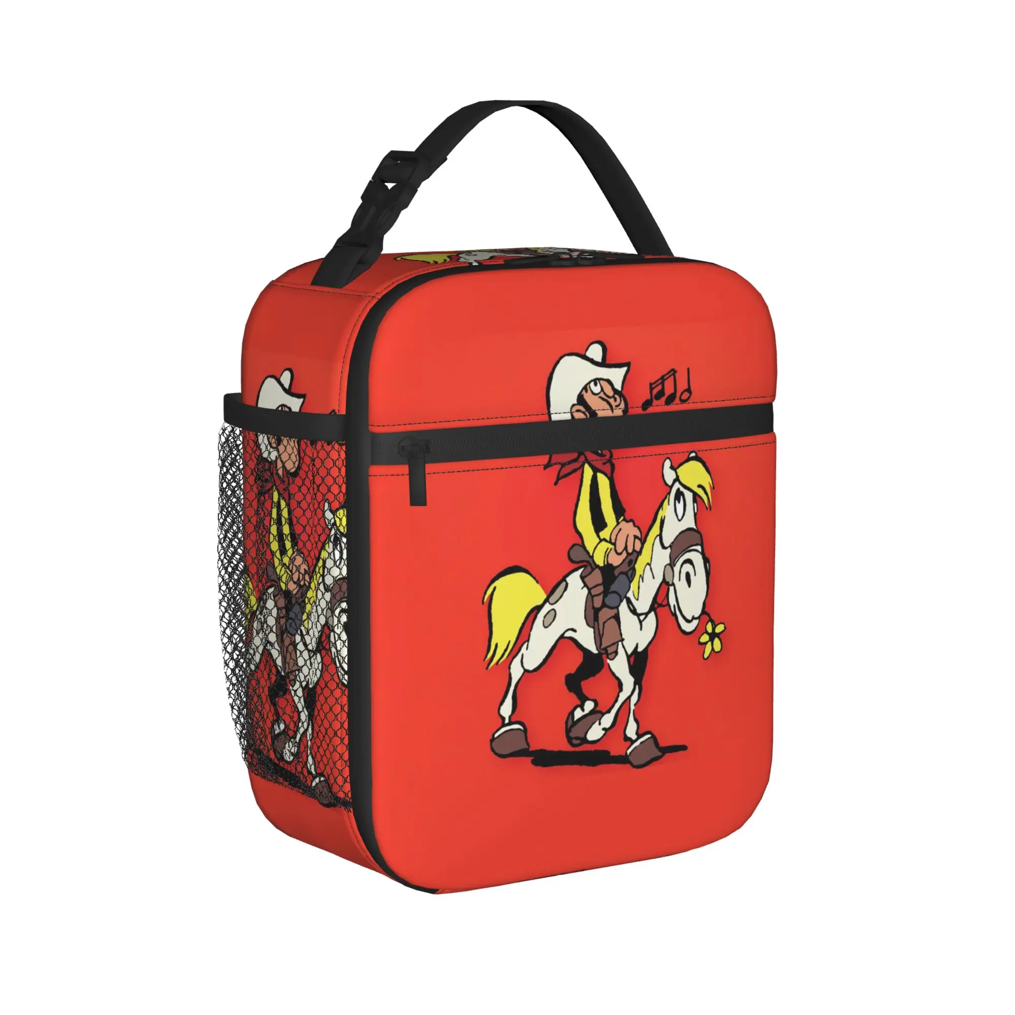 Lucky Luke Cartoon Comics Lunch Bag For Women  Designer Lunch Box Retro Outdoor Picnic Cooler Bag Portable Oxford Tote Food Bags