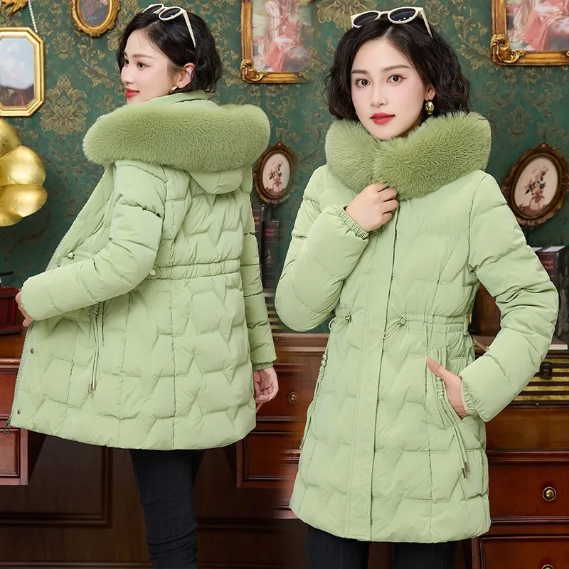 Cappotto da donna in piumino di cotone NUOVO piumino invernale Parka collo di pelliccia addensare caldo abbigliamento da neve cappotto imbottito con cappuccio soprabito da donna con cerniera