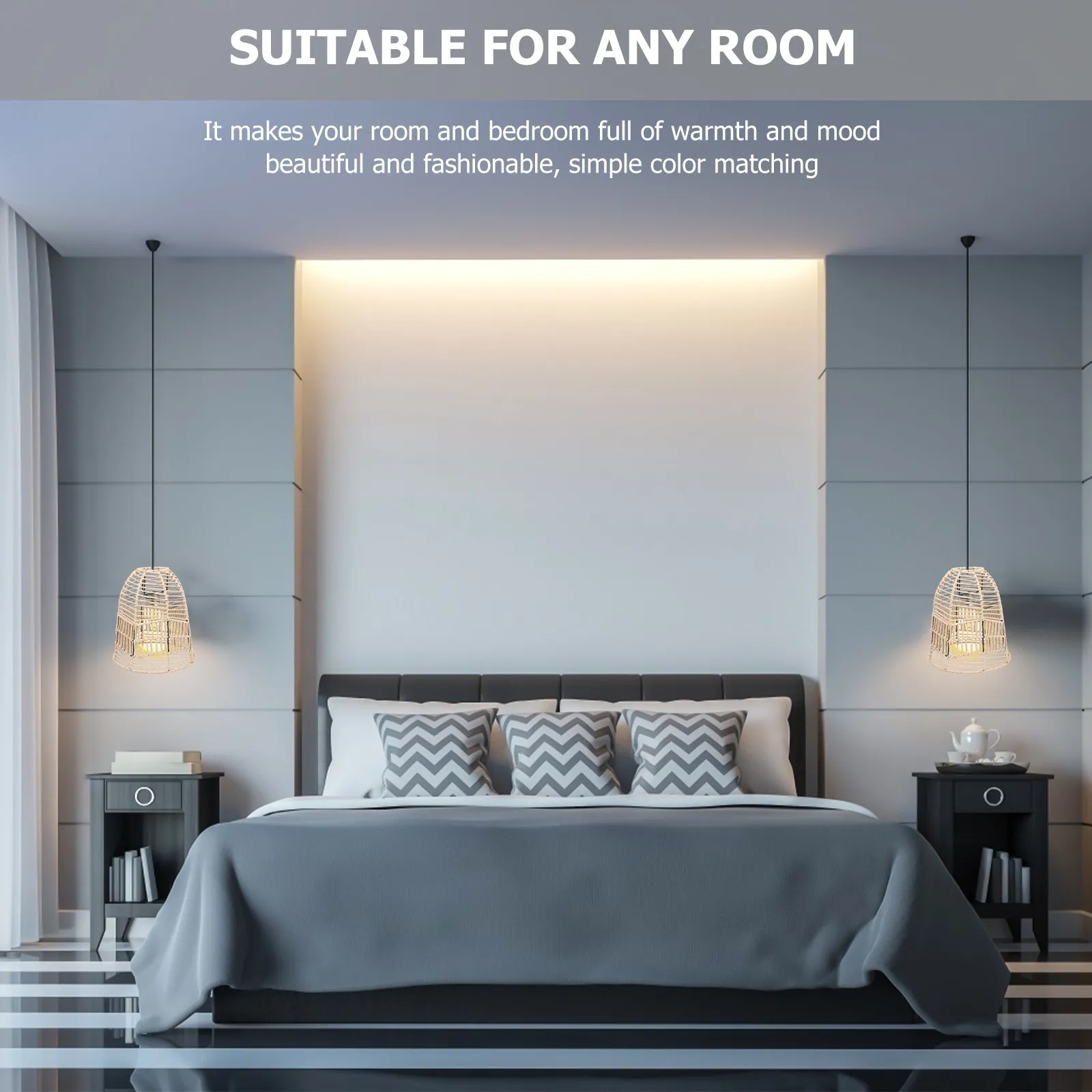 

Woven Lampshade Imitation Rattan Light Shell Cover for Chandelier Ceiling Wall Lamp Decor Household Reusable Lamp Cover