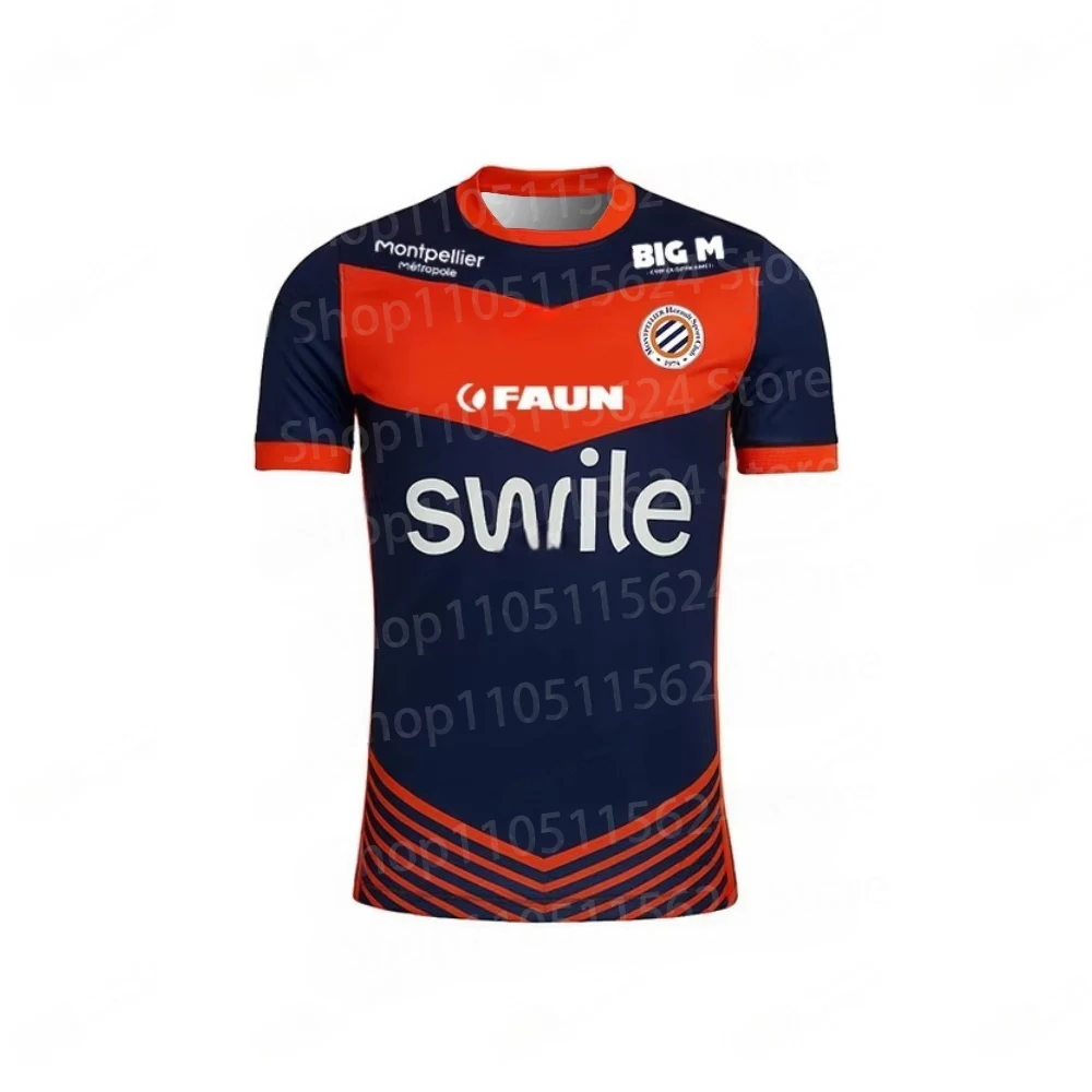 فرنسا رائجة البيع 2025-26 مونبليير HSC نمط جديد تي شيرت رياضي غير رسمي لكرة القدم جيرسي المنزل بعيدا الكبار طفل للجنسين ثلاثية الأبعاد مطبوعة #1
