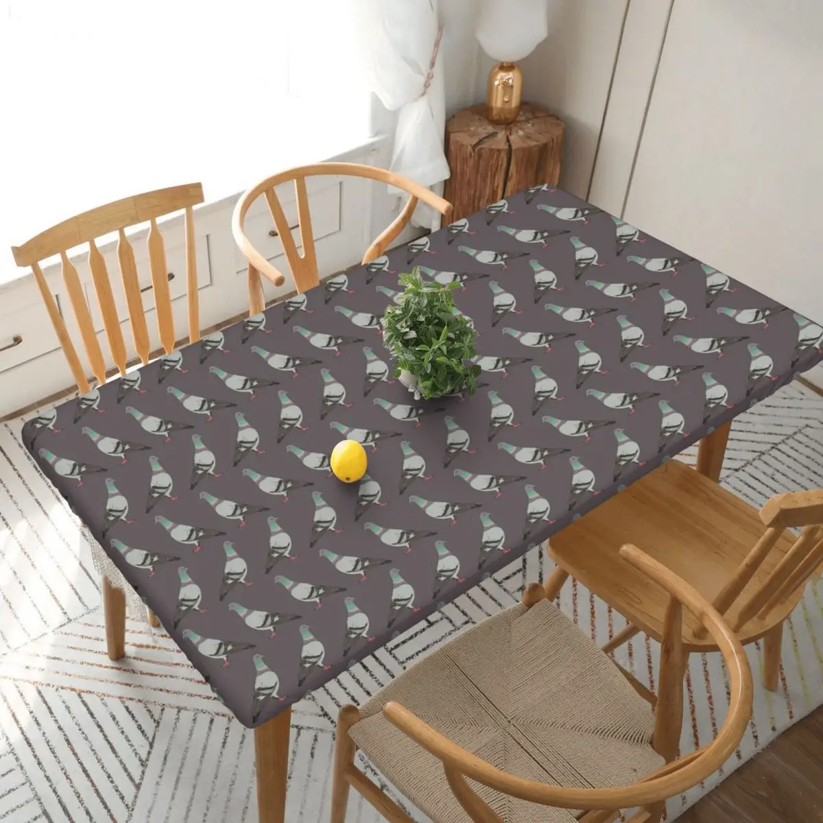 Pigeon Walk 2020 Grey Customized Rectangular Tablecloth Oilproof Table Cover for Dining Events Table Cloth