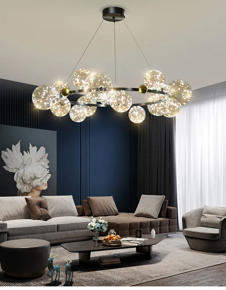 Dining Room LED Dimmable Pendant Lights Straight Metal