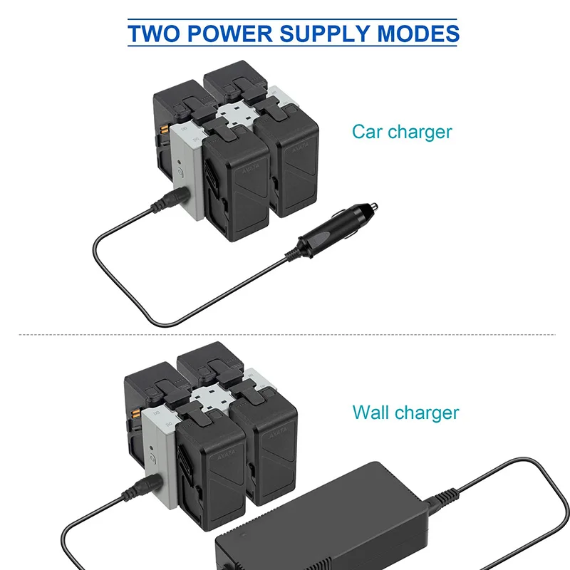 4 IN 1 Battery Charger for DJI AVATA Drone Fast Charging Hub Manager 4-way Charge Box Power Supply Car Charger Accessories Kit