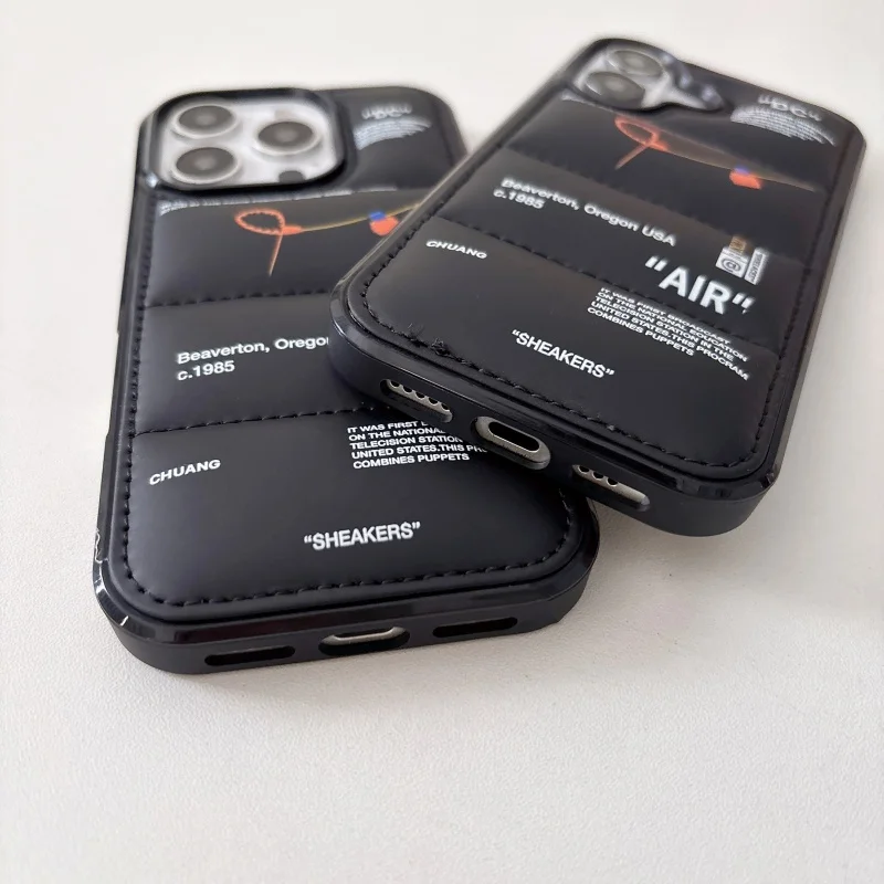 Luksusowe etui na telefon w kształcie sznurowadła do butów AIR, pasujące do modeli iPhone 11, 12, 13, 14, 15, 16, 17, 18 Pro Max Plus, 18pro, z wypełnieniem powietrzem, przypominające kurtkę puchową. — zdjęcie produktu 6