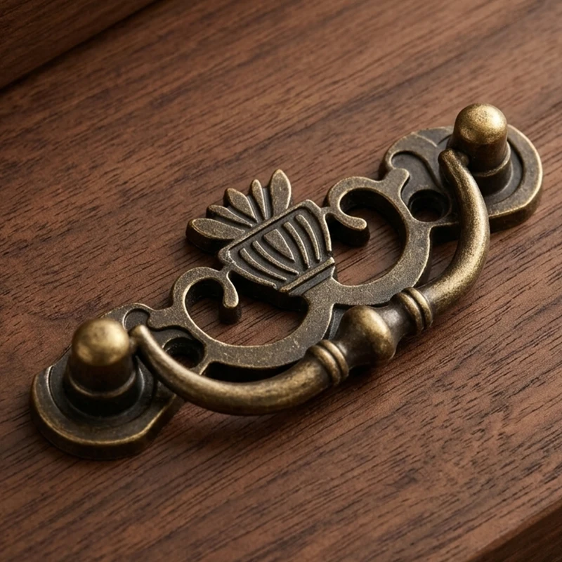 5Pcs415 crown bronze handle + 10pcs bronze 3x12 screws total 15pcs, suitable for kitchen and wardrobe doors