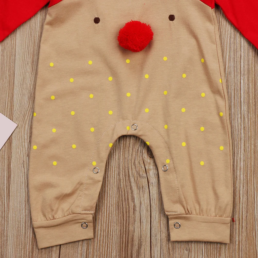 

Cute Red Nose Cartoon Reindeer Christmas Bodysuit Set Newborn Baby Boys Girls Xmas Costume Stripe Hat Party Birthday Gift 6-12