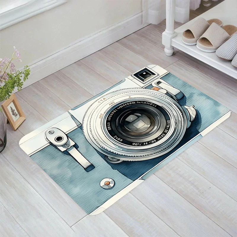 Retro Camera Floor Mat Home Kitchen Rug Rugs Carpets Carpet Entrance of House Room Mats Balcony Foot Doormat Door Bathroom Bath