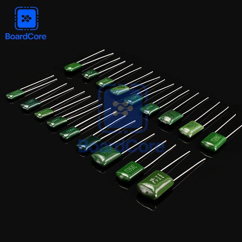 180pcs Polyester Film Capacitor Assortment Kit 100V 2A102J-2A822J 18 Values Contains 2A104J 2A332J 2A472J 2A103J 2A333J 2A473J