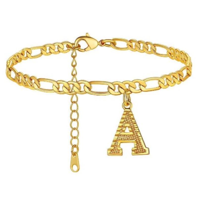 

Simple and Fashionable 26 Letter Ankle Chain, Fashionable Stainless Steel Cuban Ankle Chain