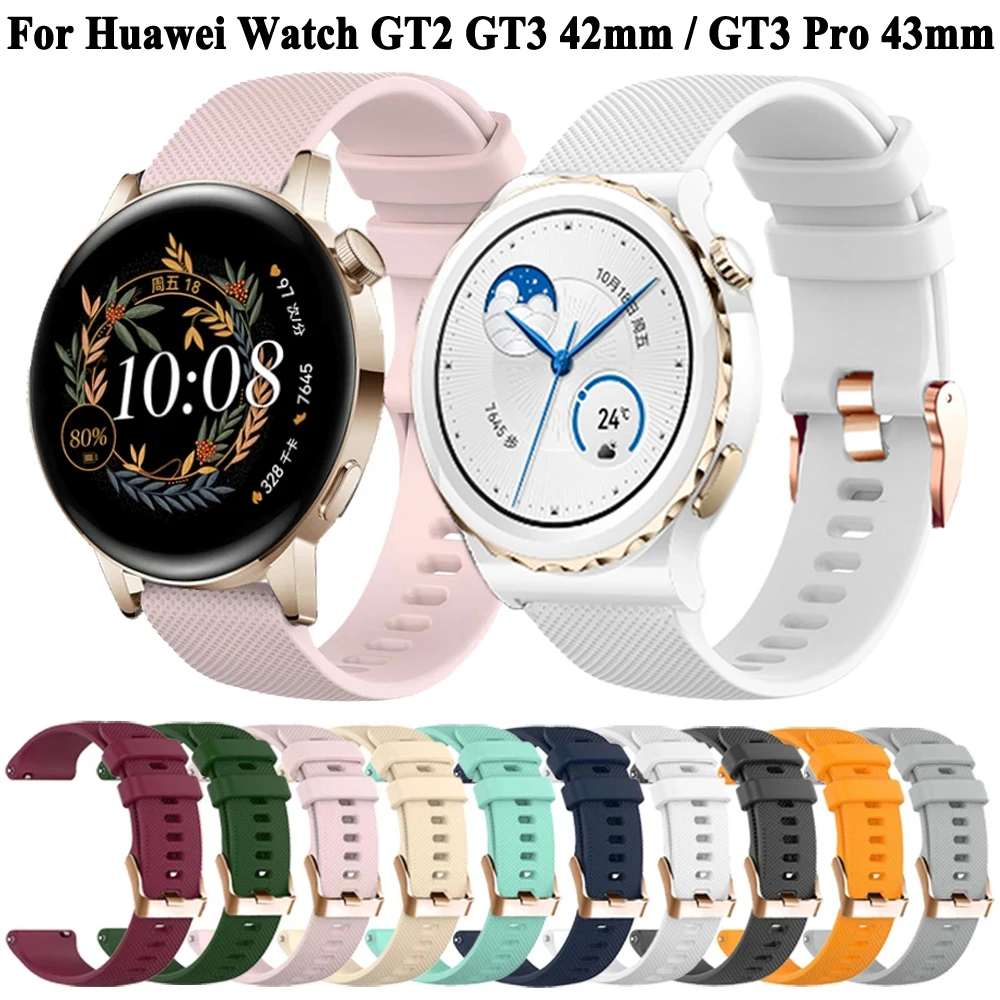 20mm Girl Soft Silicone Strap Band For Huawei Watch GT3 GT 3 Pro 43mm GT2 42mm Smart Watch Wristband Replacement Wrist Strap