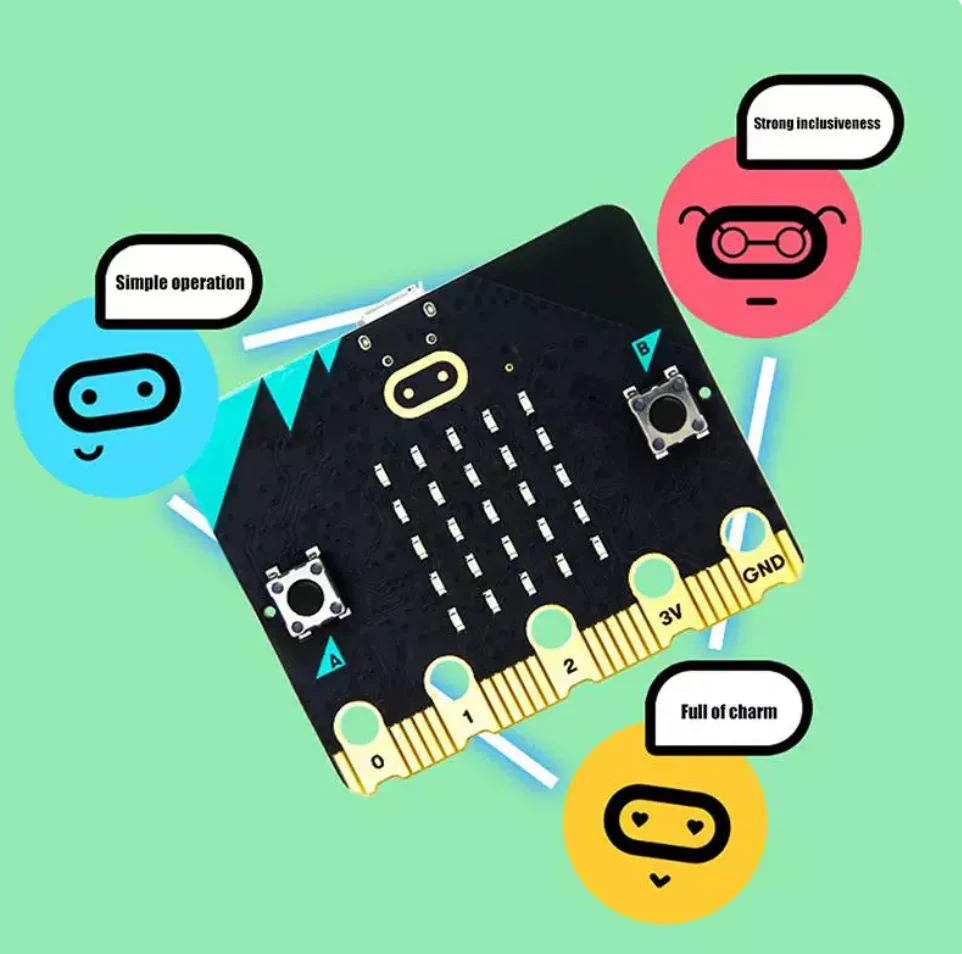 bbc-micro-bit-20-開発ボード。グラフィカルプログラミングに対応し、pythonで使用可能。mind-およびbxyカーキットと互換性があり、教育目的での使用に適しています。