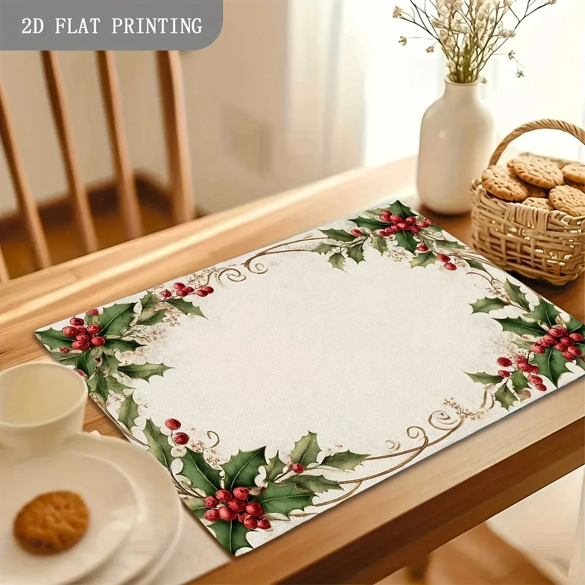 VIKAMA 4/6/8/10-Piece Christmas Table Mats Dining Room Kitchen Holiday Party Decorative Table Mats Coffee Coasters Cup Coasters