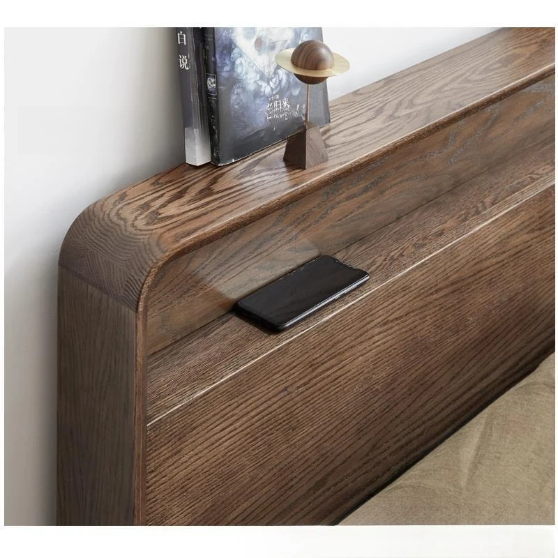 Nordic all solid wood high box single bed