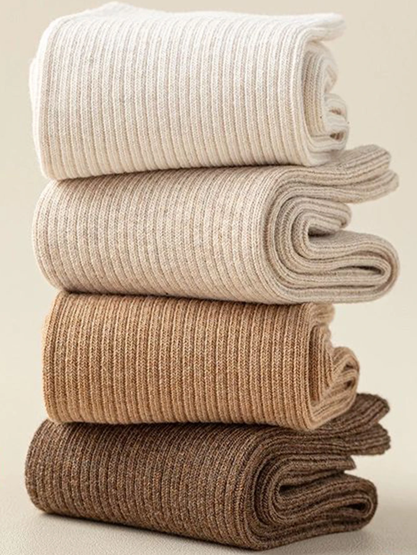 Conjunto de calcetines Rayas de color sólido Calcetines casuales para mujer Calcetines simples de longitud media para mujer