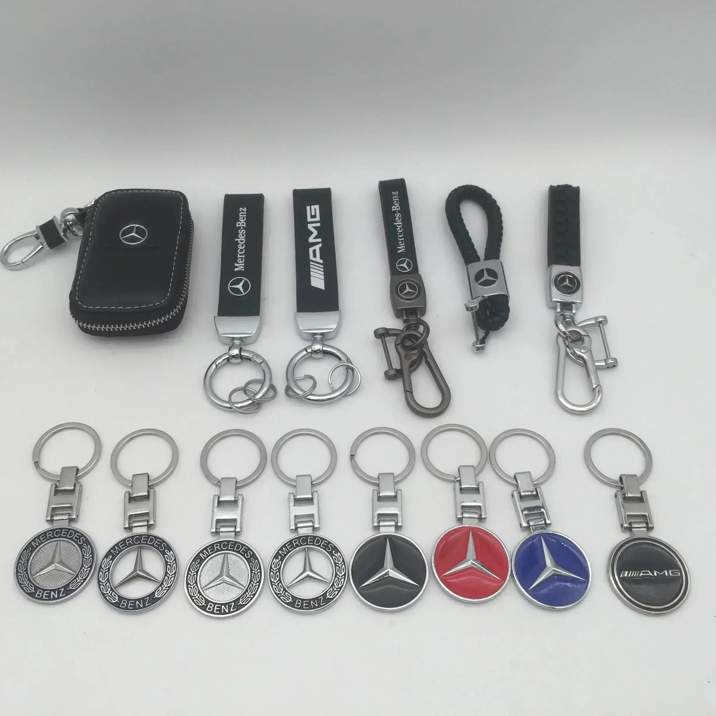 1pcs 3D Metal Zinc Alloy for AMG Car Key Ring Emblem Keychain key chain Keyring badge Decal styling Accessories
