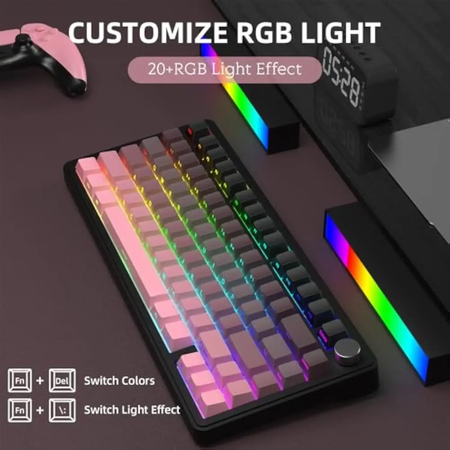 

ATTACK SHARK X85 75% Wireless Mechanical Keyboard - Gasket Mount, Hot-Swap Linear Switches, PBT Side-Printed Keycaps, RGB