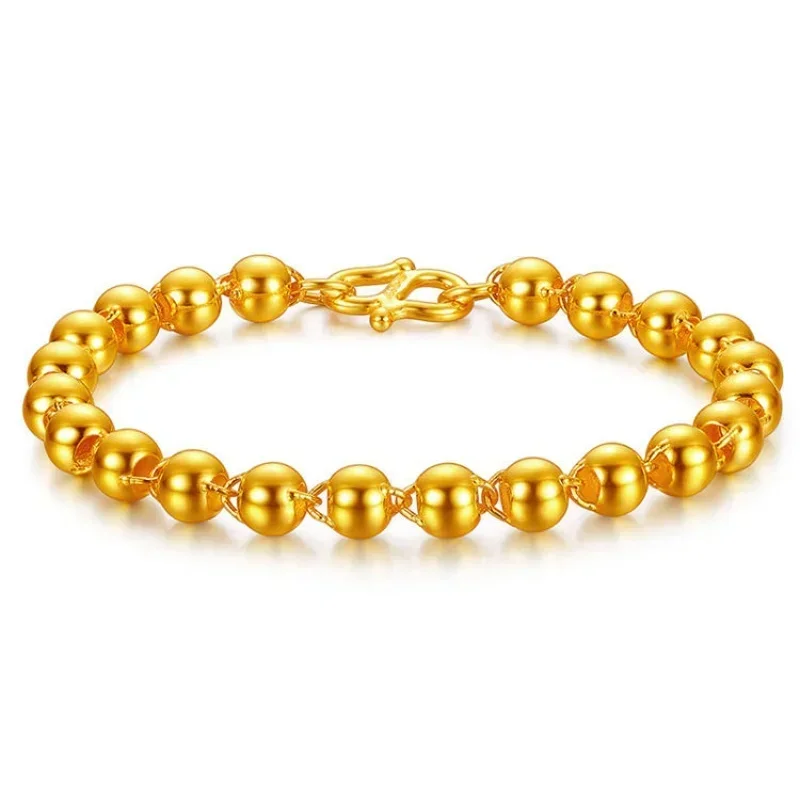 Gold bracelet 24 K women 9999 real gold bracelet transit beads real gold bracelet adjustable gold bracelet 3D fashion gift