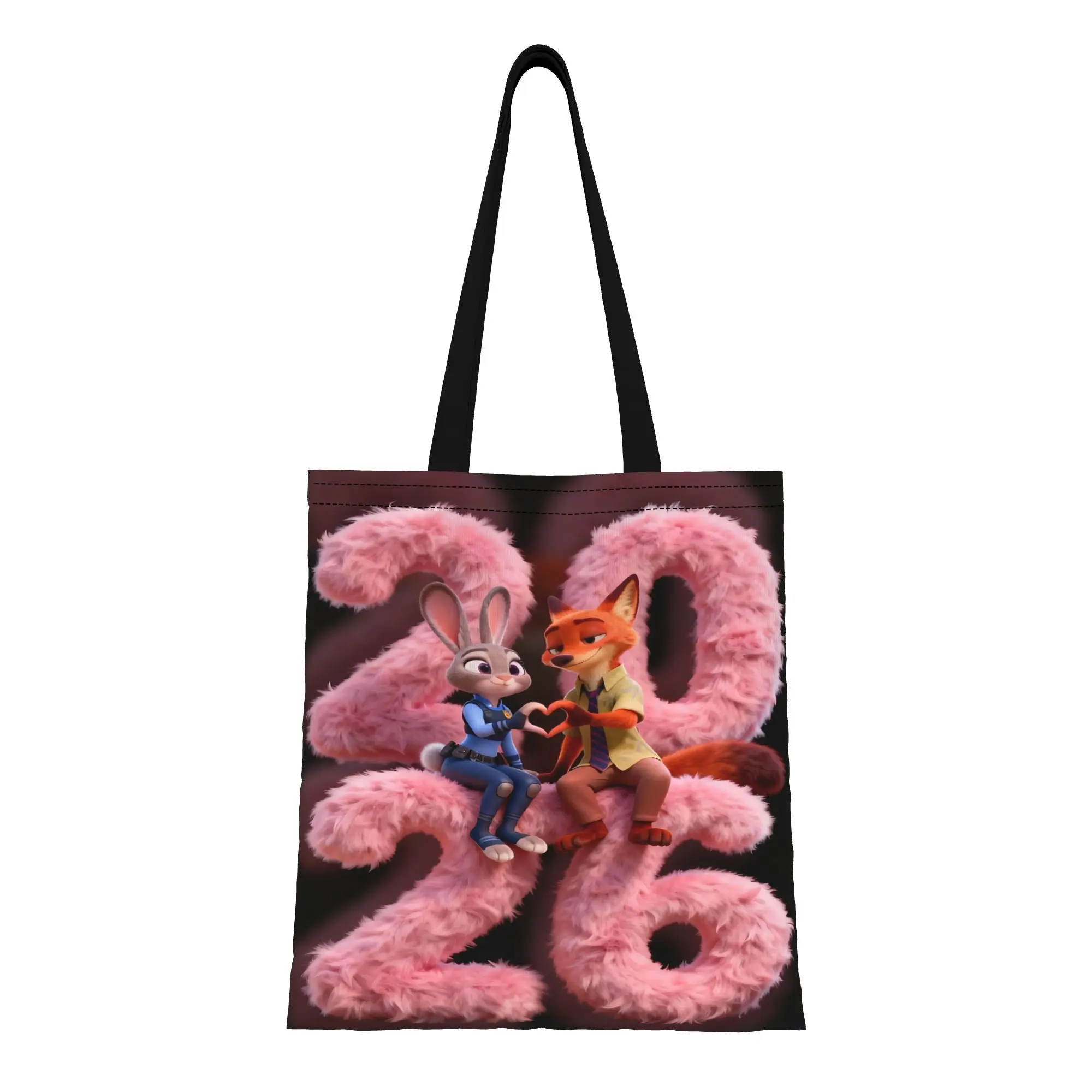 

1 шт. холщовая сумка-тоут с логотипом Disney Zootopia 2 (Джуди и Ник) 2026, женская сумка через плечо для школы