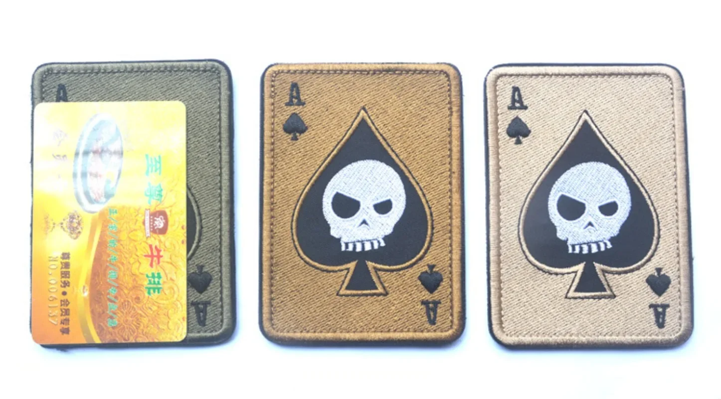 Death Card Poker Ace of Spades Patches Embroidery Tactical Patch For Clothing Bag Punk Military patches Badge