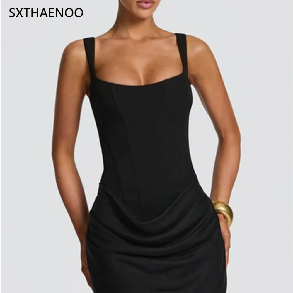 SXTHAENOO Sexy backless Slip Folds Dress Women Elegant Birthday Party Dresses W… - Image 2