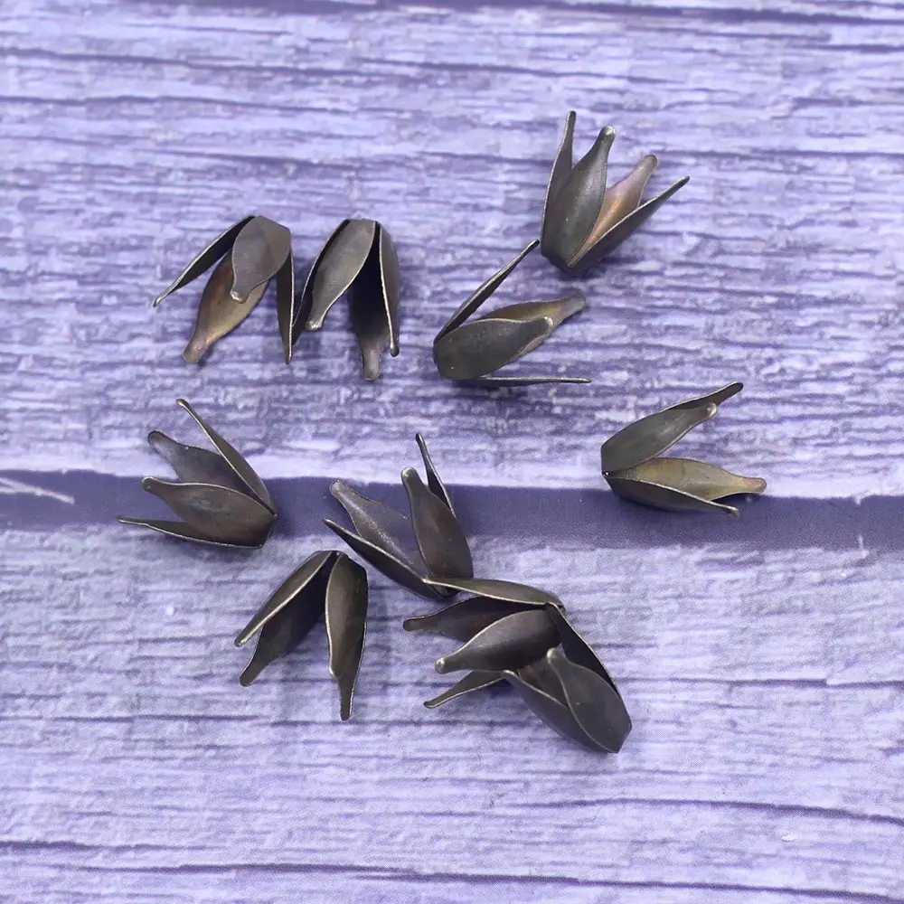 5000Pcs Bronze Tone Flowers Beads Caps Jewelry Making Charms Findings Wholesale 13x8mm(Fit 10mm Dia. Beads)