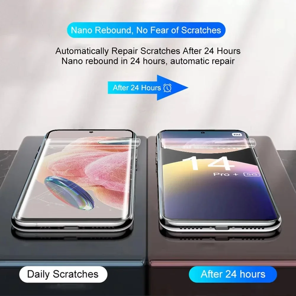 4 قطعة فيلم هيدروجيل ل Xiaomi Redmi نوت 14 برو زائد 13 12 11 11S 12S 10S 9T لينة حامي الشاشة ل Redmi نوت 14 5G 4G فيلم