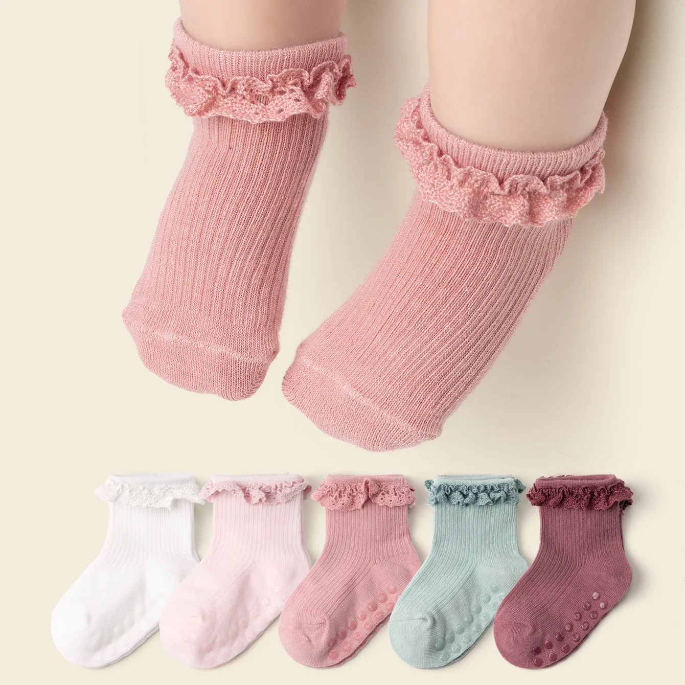 Baby lace fringed socks anti-slip dispensing newborn girl sock princess wind tube socks cotton high quality sock new born infant