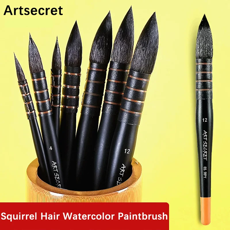 

Artsecret Squirrel Hair Watercolor Brush Set for Beginners, Art Students, Professional Round-Headed Red, Yellow, Blue, Black Brushes, Outline Brushes, Gray Squirrel Animal Hair Brushes, Mop Brushes, Painting Brushes