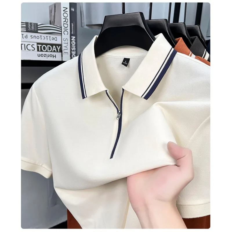 

Casual Color Block Men's Polo Shirts T-shirt Short Sleeve Zipper Neck Cotton Spandex Stretch Urban Modern Comfort Fit Top