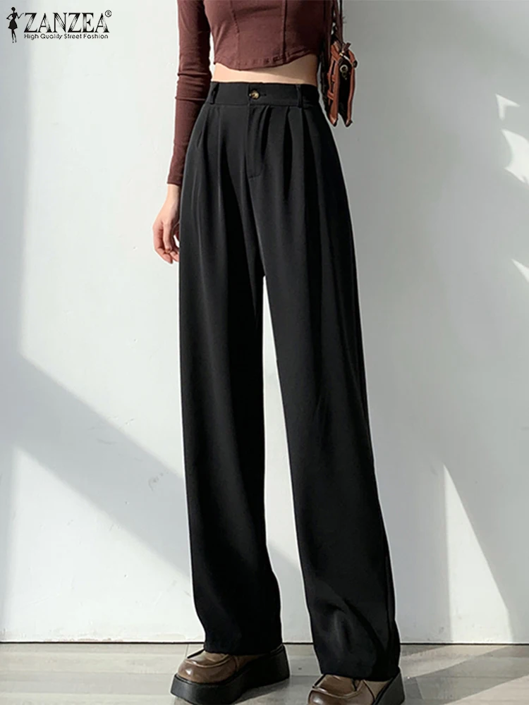 

Summer Fashion Casual OL Work Trousers Elegant Women High Waist Solid Long Pants ZANZEA 2024 Female Palazzo Loose Pantalon