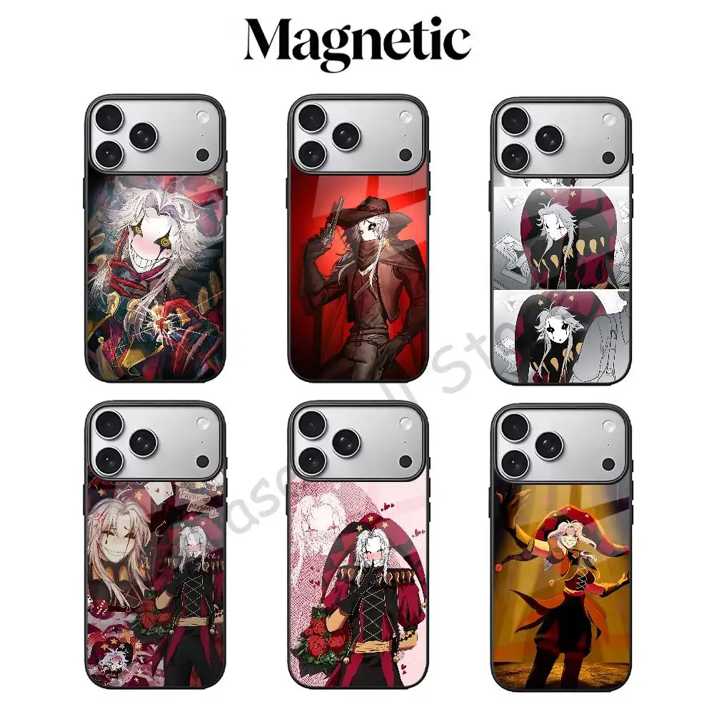 Pierrot Black Magnetic Phone Case Wireless Charging For iPhone 17 16 15 14 13 12 11 Pro Max Plus Mini E